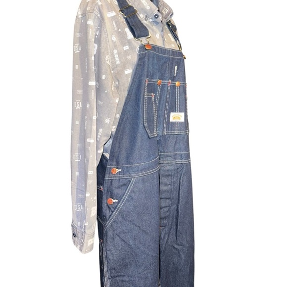 Round House Men’s Bib Overalls 40X30 Dark Blue 100% Cotton Straight Leg NWOT - Picture 3 of 10